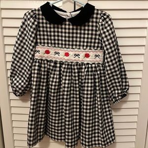 Black and white gingham smocked dress with bloomers 24 Months